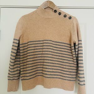 St. John's Bay Tan and Gray Striped Turtleneck Sweater